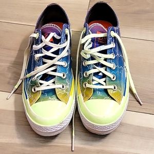 Unisex Converse Multicolor Chucks that glow under blacklight Mens 6 Womens 8